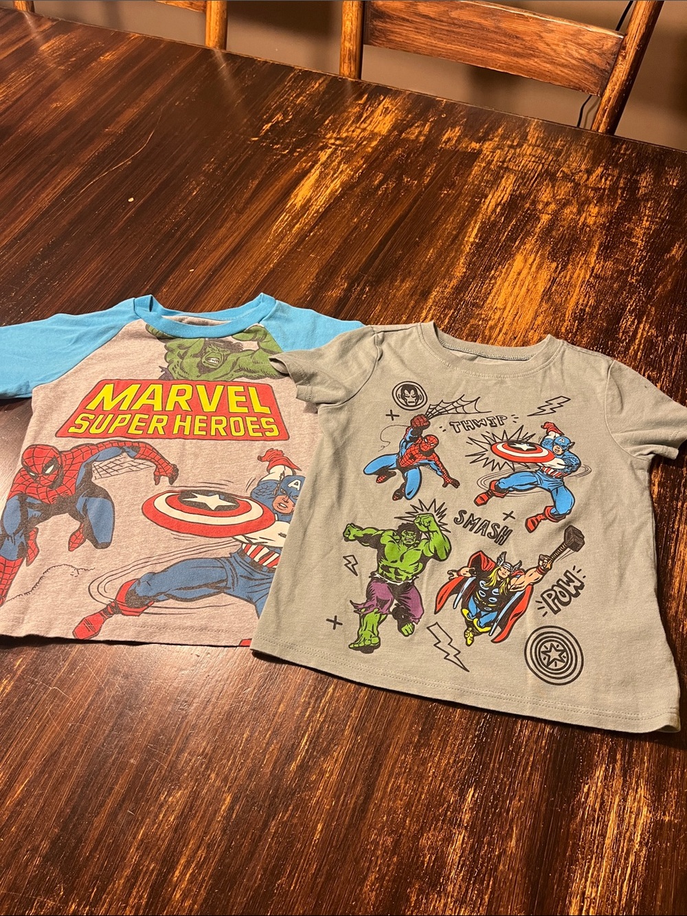 Marvel Boys Superhero Tee Set - Blue, Gray & Green